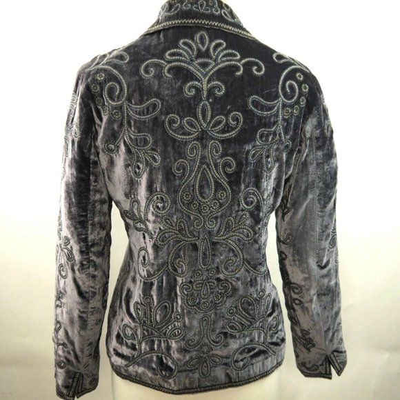 Laura Ashley Jackets & Blazers - Boho Vintage Embroidered Velvet Jacket Dusty Plum Color